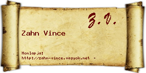 Zahn Vince névjegykártya